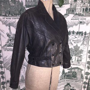 Iconic 1980's Black Leather Jacket ~M~ G-III